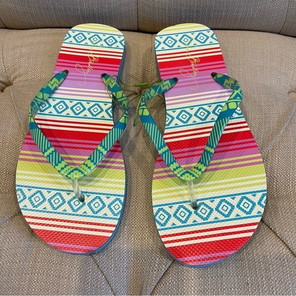 NWT Vera Bradley Flip Flops in Serape Paradise Sandals Sz Large (9-10)